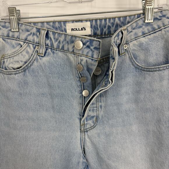 Rollas High Rise Regular Fit Straight Leg Jeans size 27 Light Blue Denim 30" ins - Picture 8 of 13